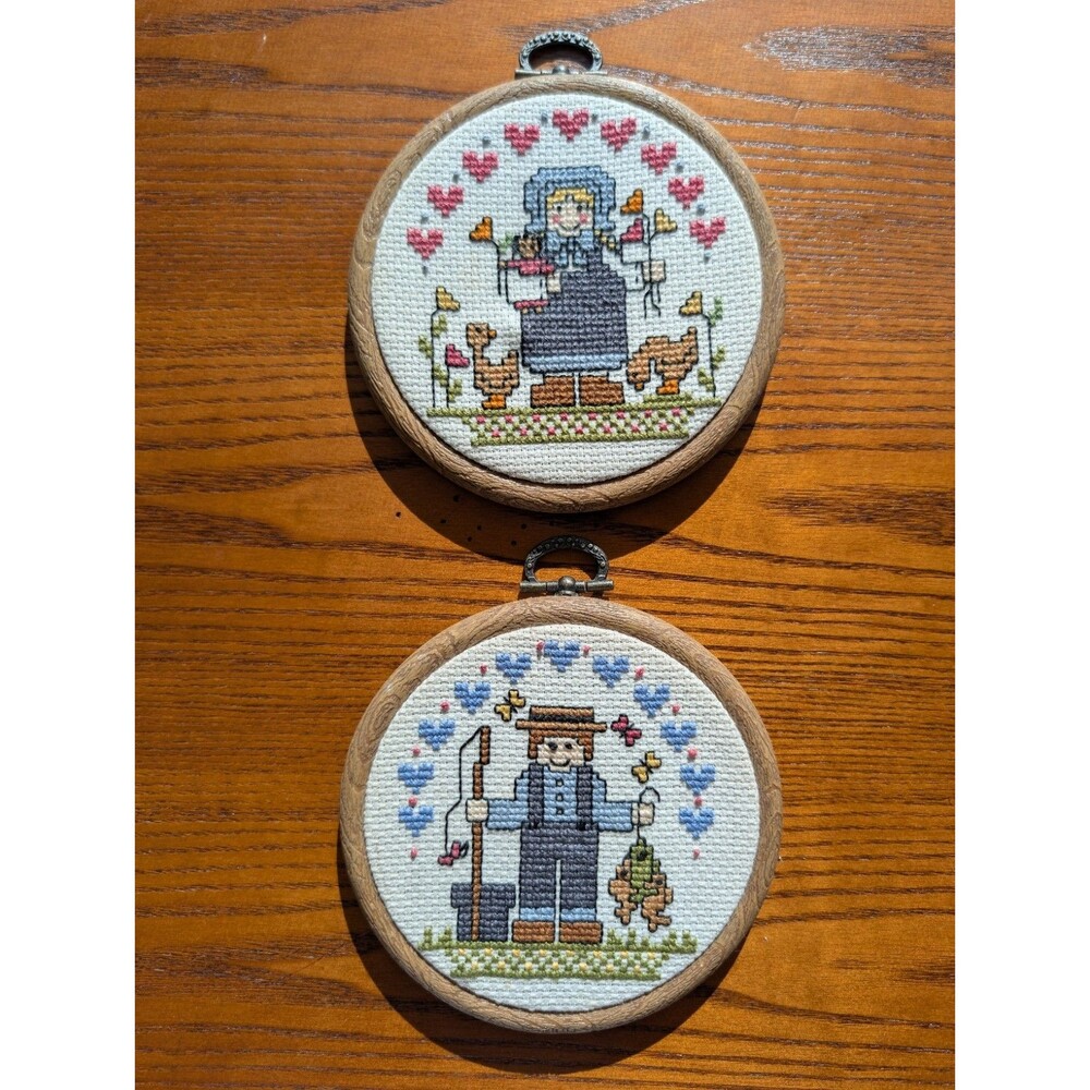 Vtg 80s Vogart "Decorator Doubles" Cross Stitch Set Cottage Core Gallery Wall